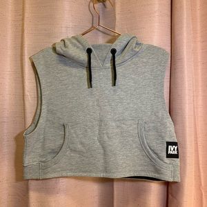NWT IVY PARK GREY SLEEVELESS CROP HOODIE